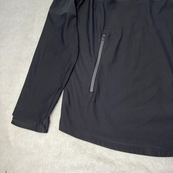 Under Armour Mens Vanish Popover Medium M Hood Threadborn Fitted Black 1/4 Zip - Picture 2 of 10